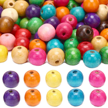 Assorted Color Wood Beads 8 mm