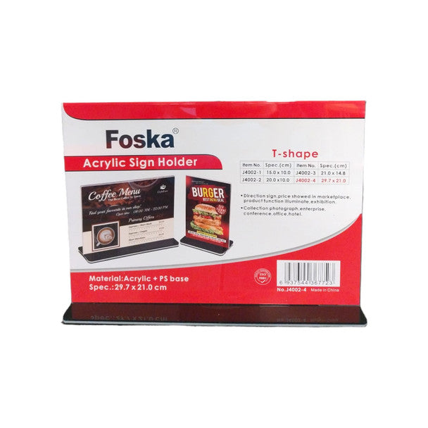 Foska Acrylic Sign Holder T-Shape