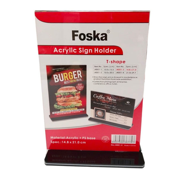 Foska Acrylic Sign Holder T-Shape