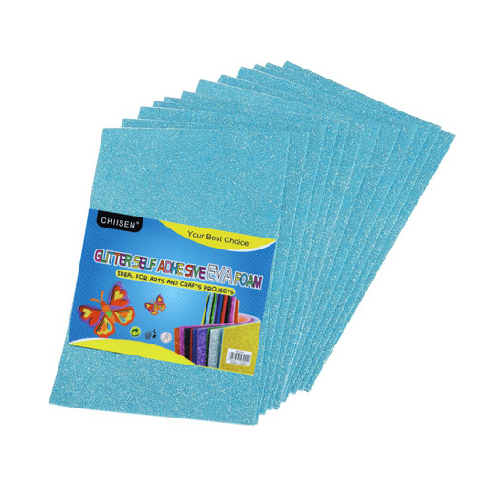 Glitter Self Adhesive Eva Foam A3 sheets-Blue