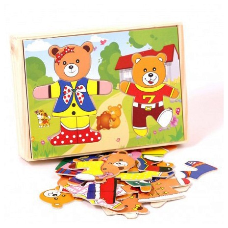 Wooden puzzle with teddy bears