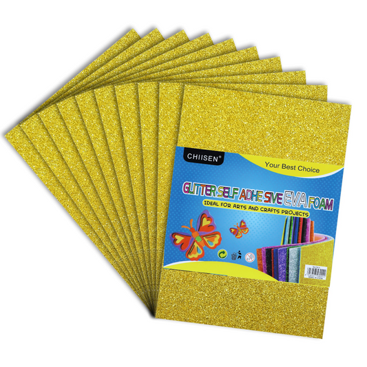 Glitter Self Adhesive Eva Foam A3 sheets-Gold